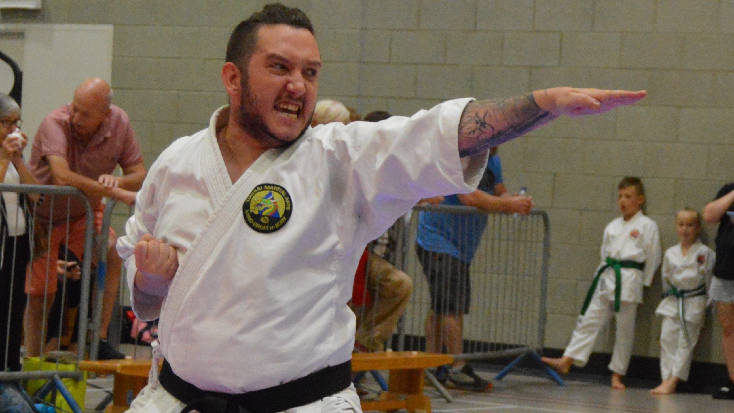 Matt, the Oubaitori Karate Club Head Coach, competing in competition. He has ADHD and Autism. Here you can see him performing Kata.